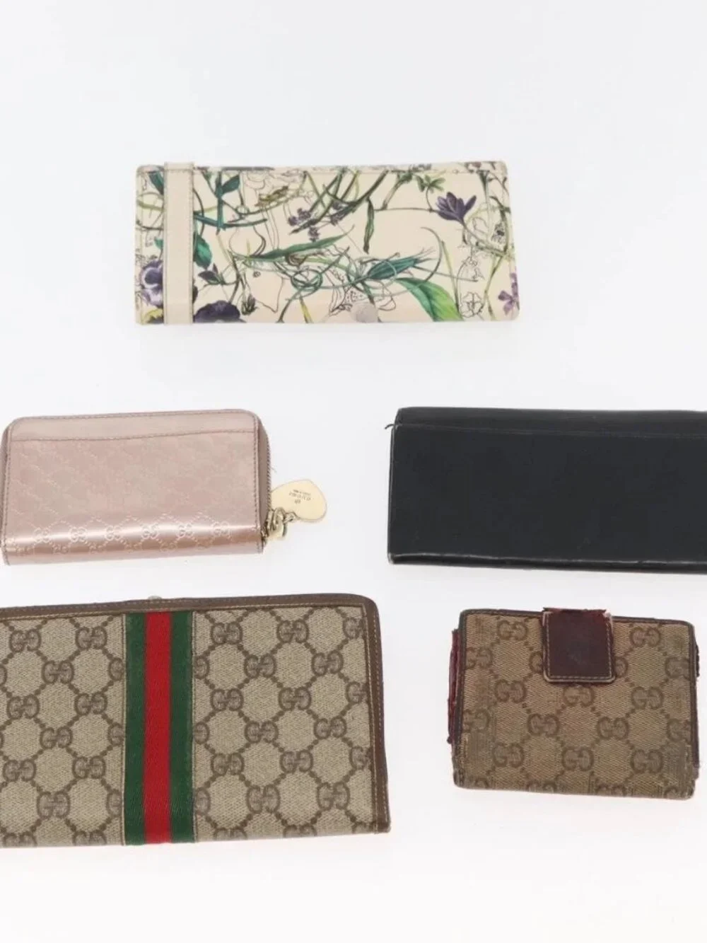 GUCCI GG Canvas Guccissima Wallet Leather 10 Set Beige Black Brown Auth
